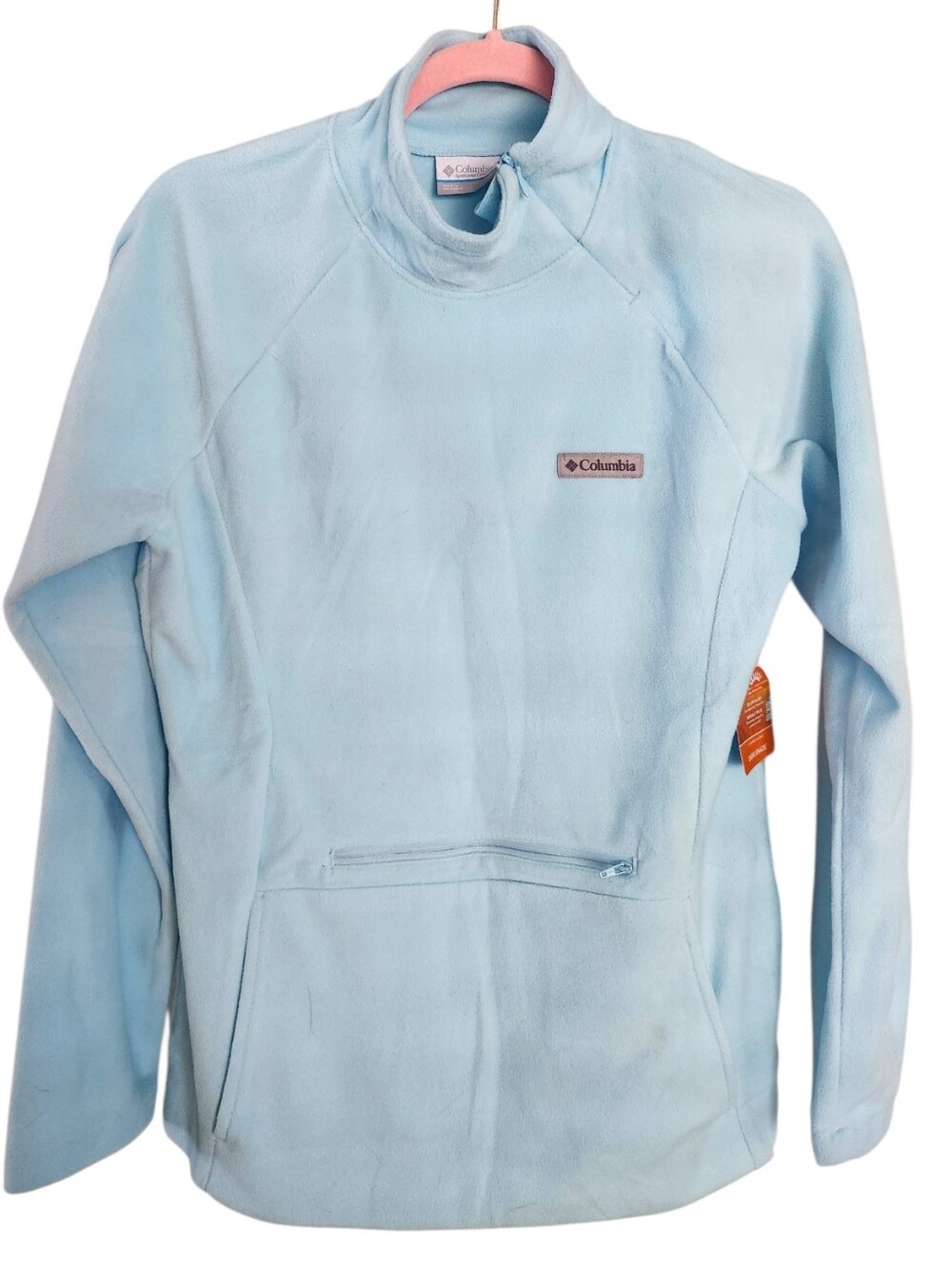 COLUMBIA Ali Peak Blue 1/4 Zip Mockneck Fleece Pullover Kangaroo Pocket NWT MED - Picture 13 of 13